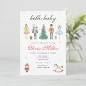 Invitation Fête de bébé Casse-Noisette Bonjour (Debout devant)