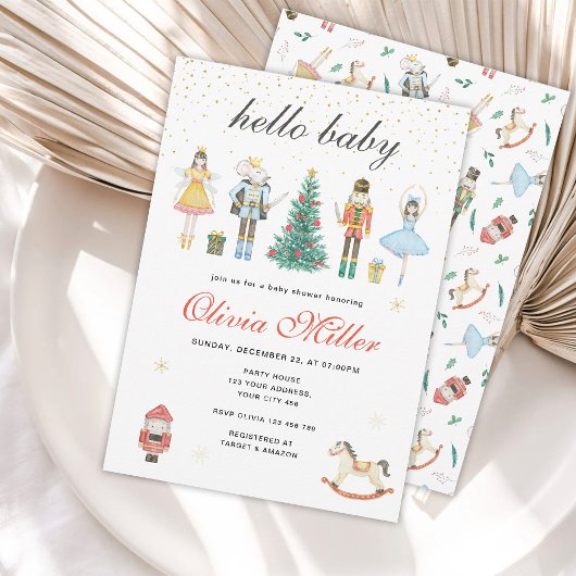 Invitation Fête de bébé Casse-Noisette Bonjour