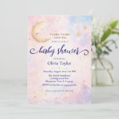 Invitation Fête de Bébé Céleste Twinkle Twinkle Little Star (Debout devant)