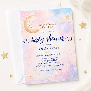 Invitation Fête de Bébé Céleste Twinkle Twinkle Little Star