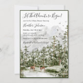 Invitation Fête de Bébé Cerf de la Forêt à l'Aquarelle (Devant)