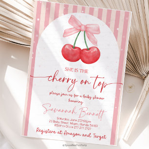 Invitation Fête de bébé Cerise Cerise sur le dessus