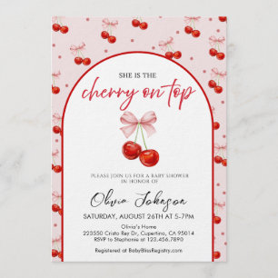 Invitation Fête de bébé Cerise sur le dessus, Cerise avec un