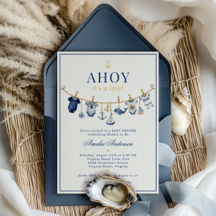 Invitation Fête de bébé : C'est un garçon, thème nautique