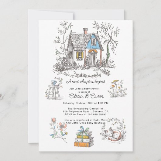 Invitation Fête de Bébé Champignon de Bois Conte de Fées (Devant)