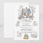 Invitation Fête de Bébé Champignon de Bois Conte de Fées (Devant / Derrière)