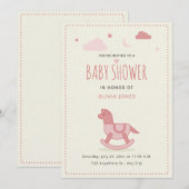 Invitation Fête de bébé Cheval à Bascule Minimaliste Bébé Fil (Devant / Derrière)