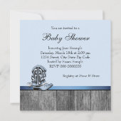 Invitation Fête de bébé Cheval à bascule Noir et Bleu (Dos)