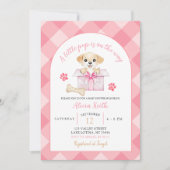 Invitation Fête de Bébé Chien en Vichy Rose (Devant)
