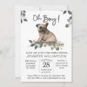 Invitation Fête de bébé chien Oh Garçon ! Pug Chiot (Devant)