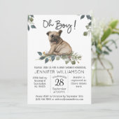 Invitation Fête de bébé chien Oh Garçon ! Pug Chiot (Debout devant)
