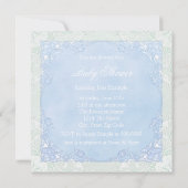Invitation Fête de bébé cigogne bleu et vert (Dos)
