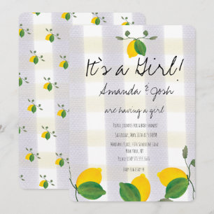 Invitation Fête de Bébé Citron Aquarelle Rustique Campagne Ci