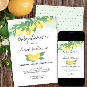 Invitation Fête de bébé Citron Menthe Lavage Genre Neutre
