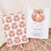 Invitation Fête de bébé Citrouille à Ruban Rose