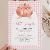 Invitation Fête de bébé Citrouille à Ruban Rose