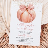 Invitation Fête de bébé Citrouille à Ruban Rose