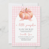 Invitation Fête de bébé Citrouille à Ruban Rose (Devant)
