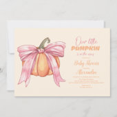 Invitation Fête de Bébé Citrouille à Ruban Rose Rétro (Devant)