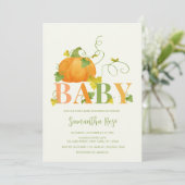 INVITATION FETE DE BÉBÉ CITROUILLE AUTOMNE RUSTIQUE (Debout devant)