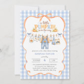 Invitation Fête de Bébé Citrouille Bébé Automne Bleu (Devant)