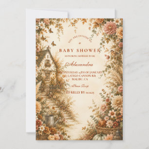 Invitation Fête de Bébé Citrouille Bohème Fantaisiste