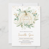Invitation Fête de bébé Citrouille Dorée avec Verdure (Devant)