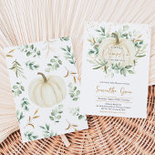 Invitation Fête de bébé Citrouille Dorée avec Verdure