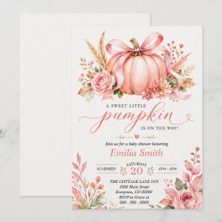 Invitation Fête de bébé citrouille florale