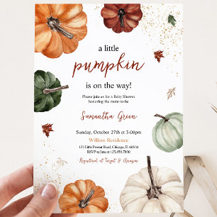 Invitation Fête de Bébé Citrouille Neutre en Genre