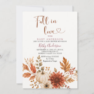 Invitation Fête de bébé Citrouille Tomber en Amour en Terre C