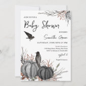 Invitation Fête de Bébé Citrouilles et Oiseaux Noirs (Devant)