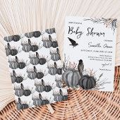 Invitation Fête de Bébé Citrouilles et Oiseaux Noirs