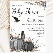 Invitation Fête de Bébé Citrouilles et Oiseaux Noirs