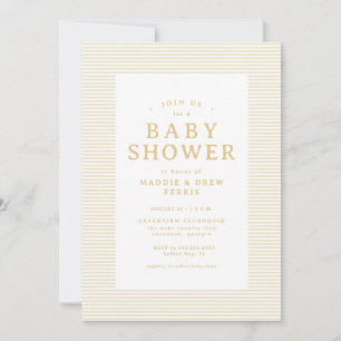 Invitation Fête de bébé classique jaune seersucker chic