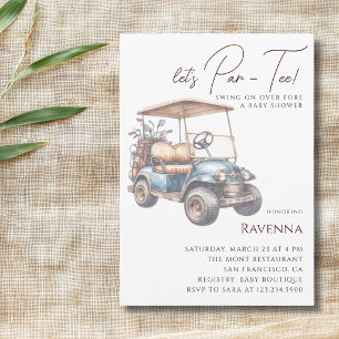 Invitation Fête de Bébé Clean Vintage Golf Lets Par Tee