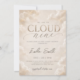 Invitation Fête de bébé Cloud Nine Beige Neutre
