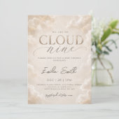 Invitation Fête de bébé Cloud Nine Beige Neutre (Debout devant)