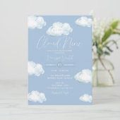 Invitation Fête de bébé Cloud Nine Bleu Nuage (Debout devant)