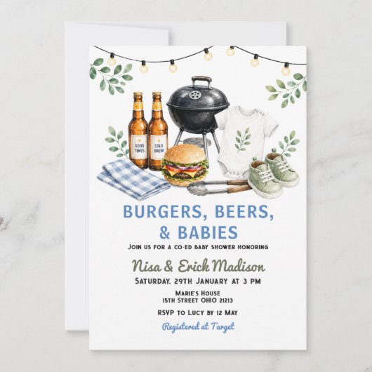 Invitation Fête de Bébé Co-Éd Frites, Bières & Bébés (Devant)