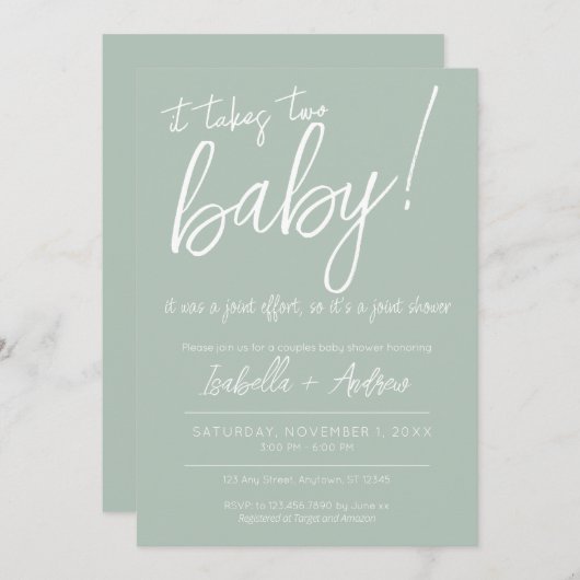 Invitation Fête de Bébé Co-Éducative Effort Conjoint Il En Fa (Devant / Derrière)