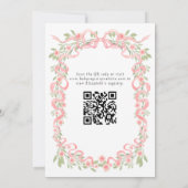 Invitation Fête de Bébé Code QR Floral Rose à Ruban de l'Oie (Dos)