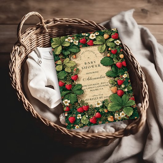 Invitation Fête de bébé Conte de fée aux fraises