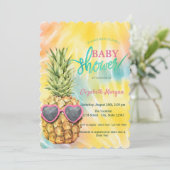 Invitation Fête de bébé Cool Pineapple Tropical Tie Dye (Debout devant)