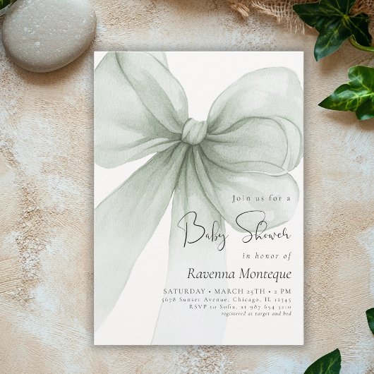 Invitation Fête de bébé coquette arc-en-ciel vert prépa Propr