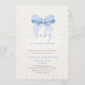 Invitation Fête de Bébé Coquette Bleue Enneigée Il Fait Froid (Devant)