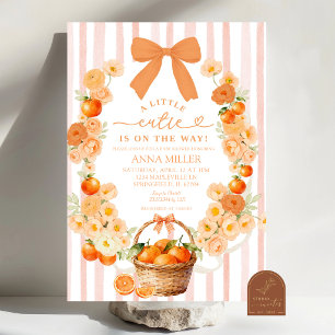 Invitation Fête de Bébé Coquette Fleur Orange Mignonne