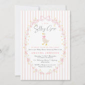 Invitation Fête de bébé Coquette Gingham Silly Goose Ruban Ro (Devant)