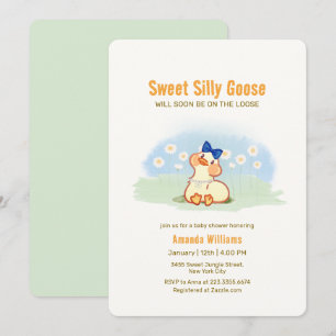 Invitation Fête de Bébé Coquette Oie Folle Fleur de Daisy