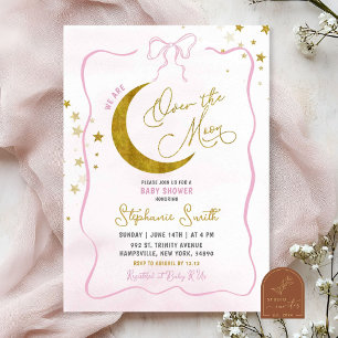 Invitation Fête de bébé Coquette Rose Dessinée à la Main Au-D